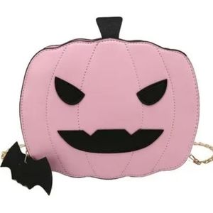 Pink Pumpkin Jack-O-Lantern Crossbody Bag Purse